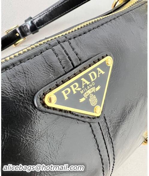 Most Popular Prada Re-Edition 2002 medium leather shoulder bag 1BC221 Black 2024