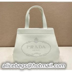 Super Quality Prada Grained Leather Tote Bag 1BC384 White 2024