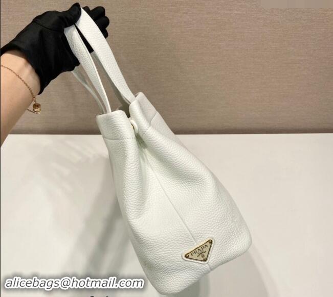 Super Quality Prada Grained Leather Tote Bag 1BC384 White 2024