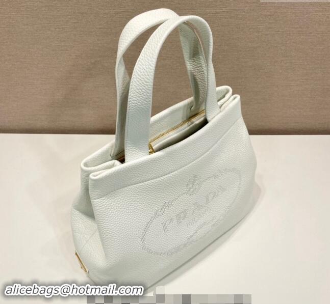 Super Quality Prada Grained Leather Tote Bag 1BC384 White 2024