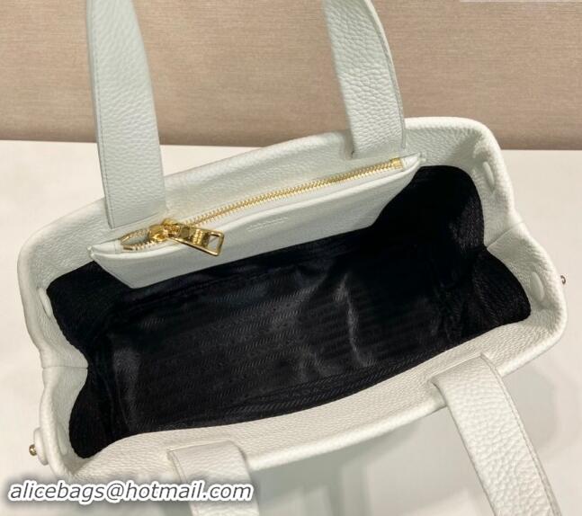 Super Quality Prada Grained Leather Tote Bag 1BC384 White 2024