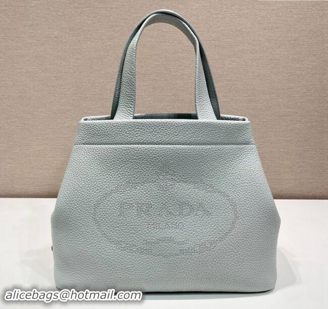 Buy New Cheap Prada Grained Leather Tote Bag 1BC384 Grey 2024