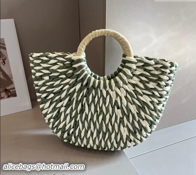 Top Design Prada Straw Top Handle Bag 040201 Green 2024