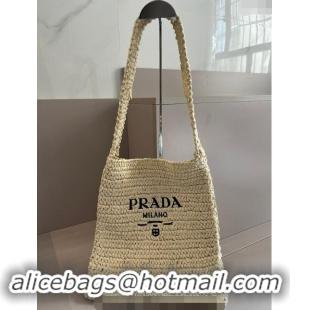 Buy Fashionable Prada Straw Shoulder Bag 040202 Beige 2024