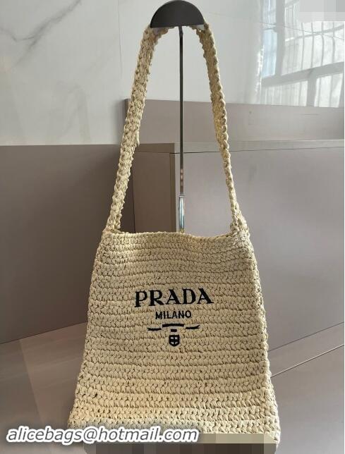 Buy Fashionable Prada Straw Shoulder Bag 040202 Beige 2024