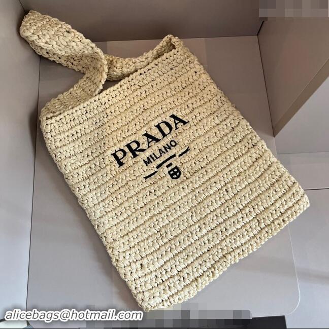 Buy Fashionable Prada Straw Shoulder Bag 040202 Beige 2024