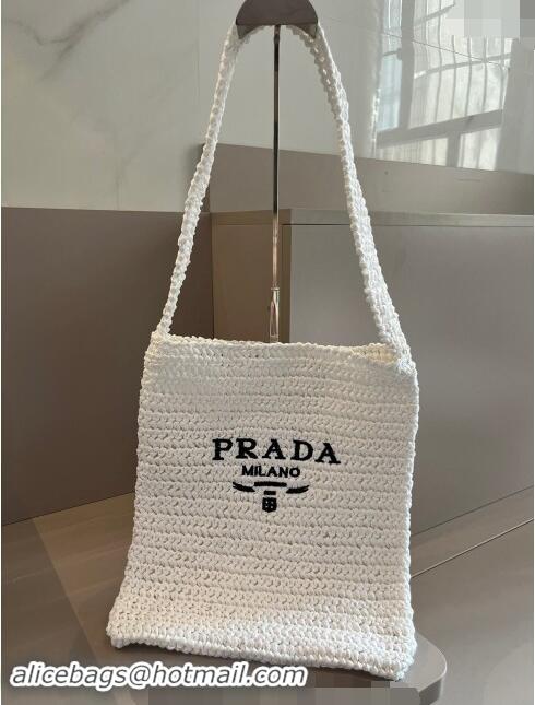 Top Grade Prada Straw Shoulder Bag 040202 White 2024