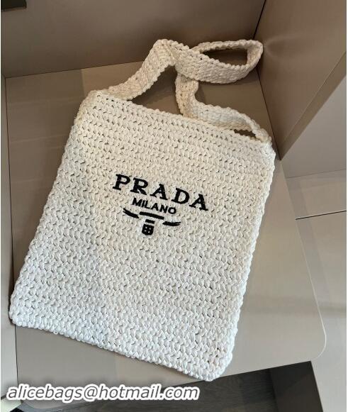 Top Grade Prada Straw Shoulder Bag 040202 White 2024