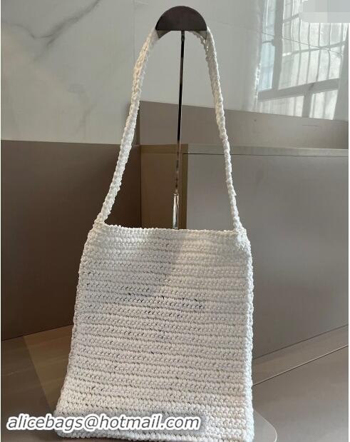 Top Grade Prada Straw Shoulder Bag 040202 White 2024