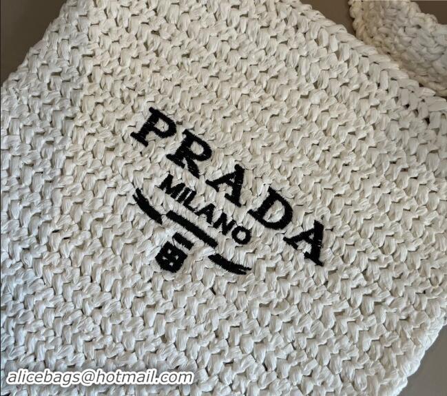 Top Grade Prada Straw Shoulder Bag 040202 White 2024