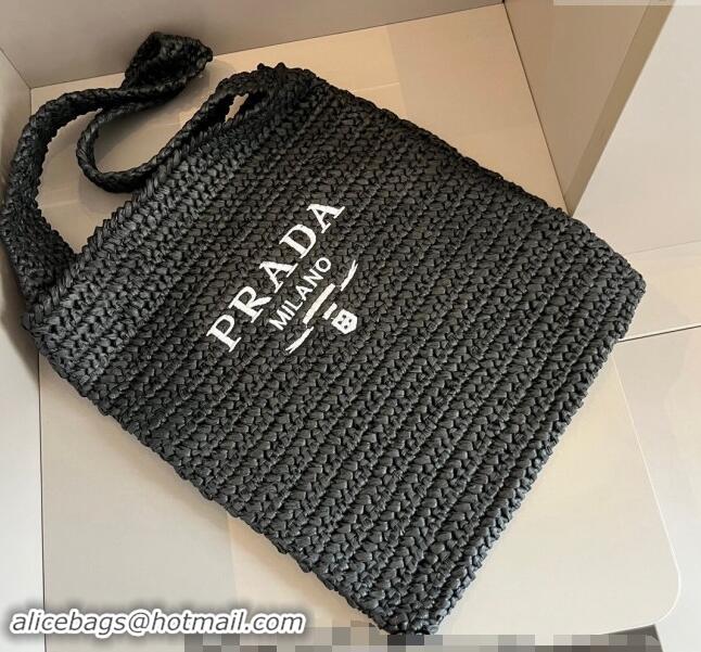 Buy Cheap Prada Straw Shoulder Bag 040202 Black 2024