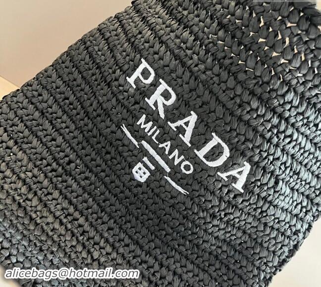 Buy Cheap Prada Straw Shoulder Bag 040202 Black 2024