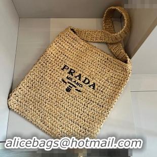 Buy Fashionable Prada Straw Shoulder Bag 040202 Khaki 2024