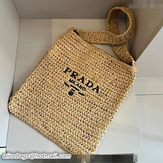 Buy Fashionable Prada Straw Shoulder Bag 040202 Khaki 2024