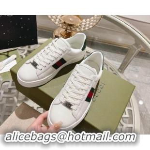 Sumptuous Gucci Ace Sneakers with Web in Calf Leather White 814115