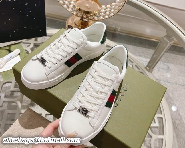 Sumptuous Gucci Ace Sneakers with Web in Calf Leather White 814115