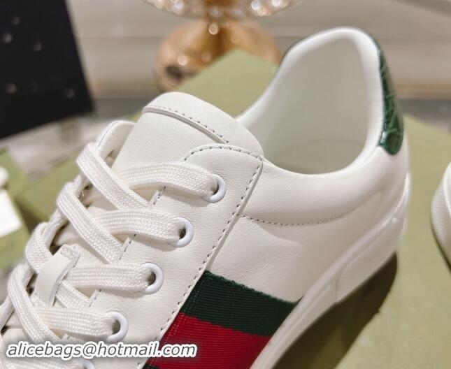 Low Price Gucci Ace Sneakers with Web and Bee in White Leather 814116