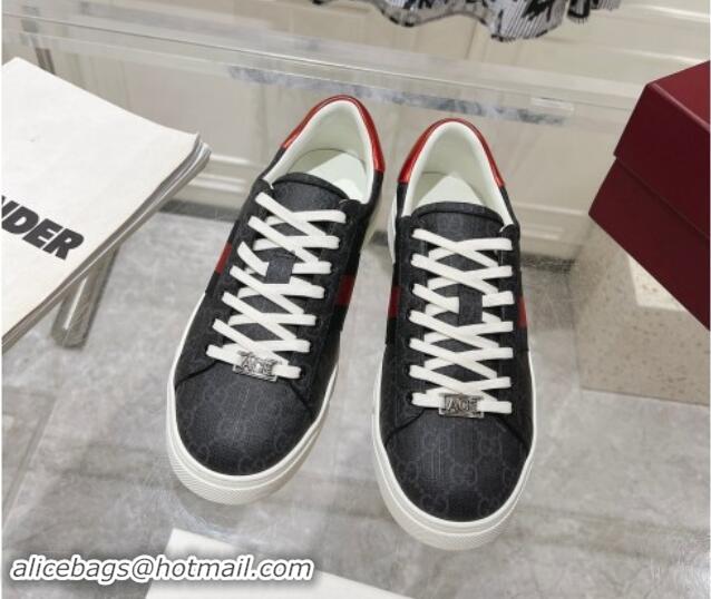 Top Grade Gucci Ace Sneakers with Web in GG Canvas Black/White 814099