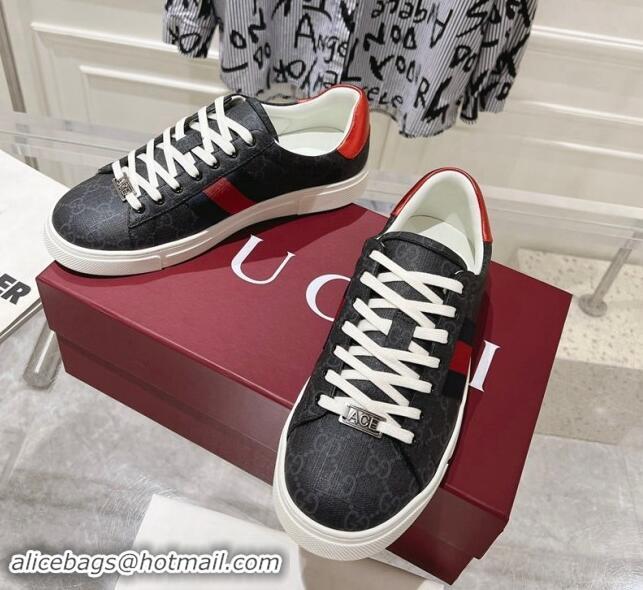 Top Grade Gucci Ace Sneakers with Web in GG Canvas Black/White 814099