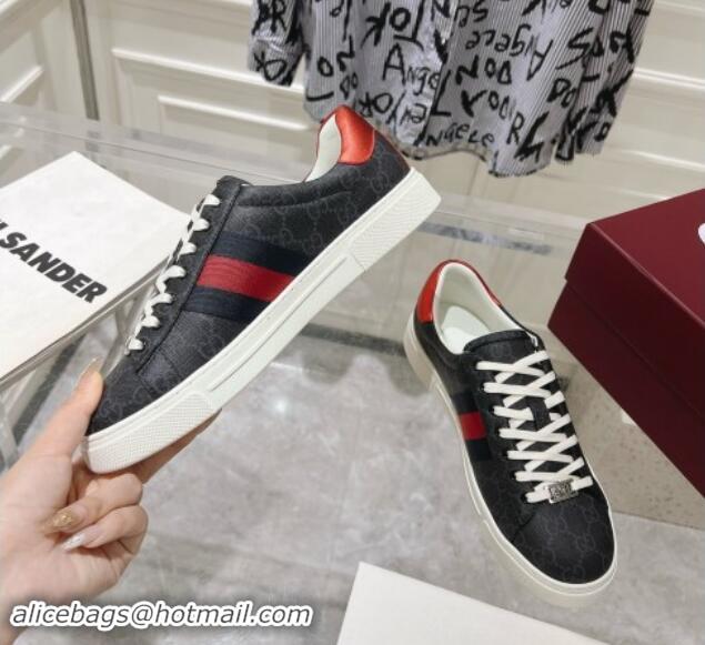 Top Grade Gucci Ace Sneakers with Web in GG Canvas Black/White 814099