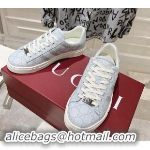 Classic Hot Gucci Ace Sneakers with Web in GG Canvas Dusty Blue 814102