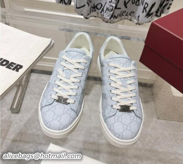 Classic Hot Gucci Ace Sneakers with Web in GG Canvas Dusty Blue 814102