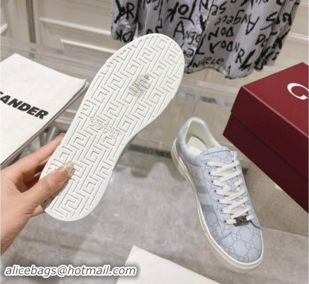 Classic Hot Gucci Ace Sneakers with Web in GG Canvas Dusty Blue 814102