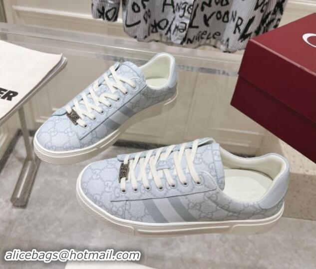 Classic Hot Gucci Ace Sneakers with Web in GG Canvas Dusty Blue 814102