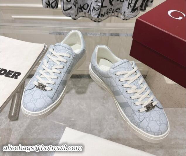 Classic Hot Gucci Ace Sneakers with Web in GG Canvas Dusty Blue 814102