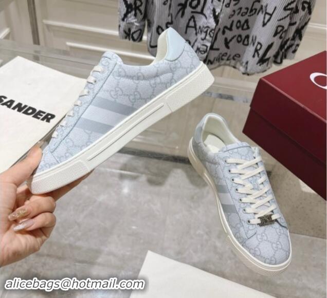 Classic Hot Gucci Ace Sneakers with Web in GG Canvas Dusty Blue 814102