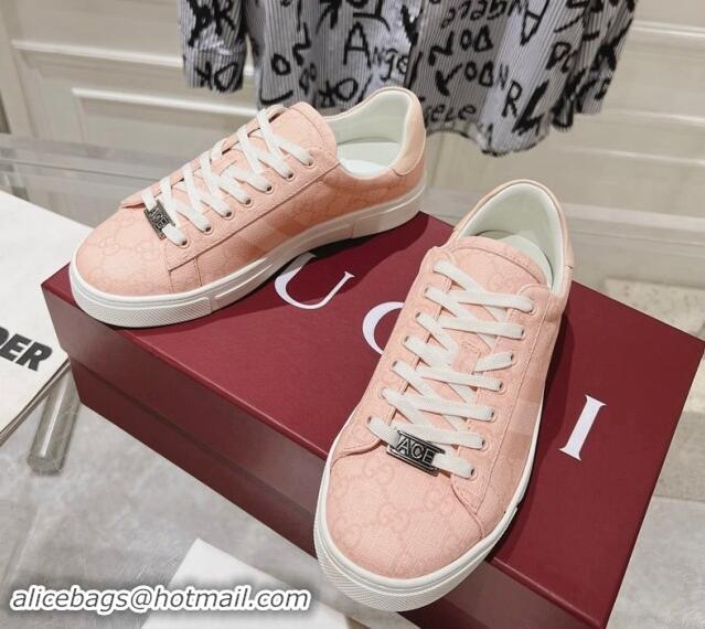 Purchase Gucci Ace Sneakers with Web in GG Canvas Dusty Pink 814103