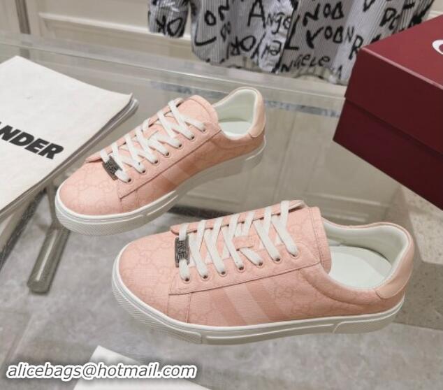 Purchase Gucci Ace Sneakers with Web in GG Canvas Dusty Pink 814103