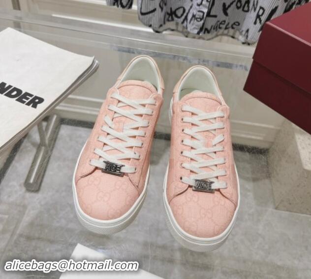 Purchase Gucci Ace Sneakers with Web in GG Canvas Dusty Pink 814103