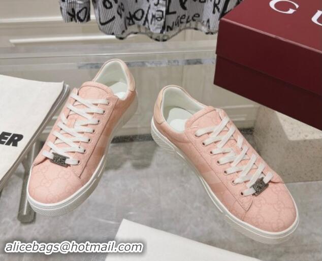 Purchase Gucci Ace Sneakers with Web in GG Canvas Dusty Pink 814103