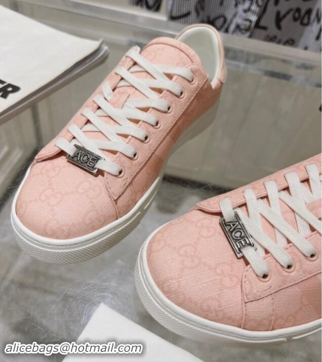 Purchase Gucci Ace Sneakers with Web in GG Canvas Dusty Pink 814103