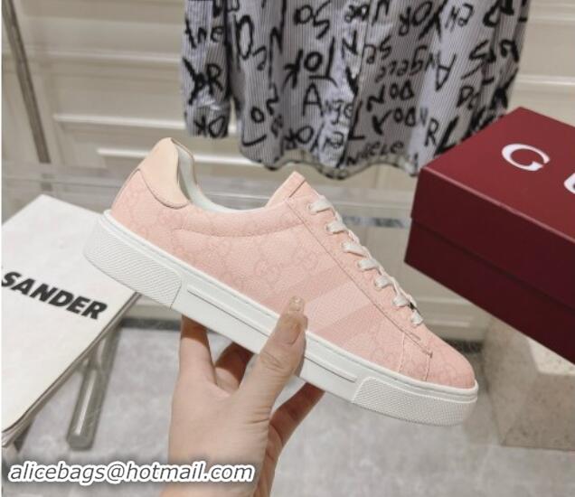 Purchase Gucci Ace Sneakers with Web in GG Canvas Dusty Pink 814103