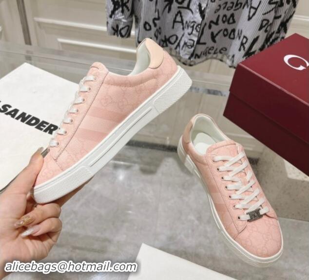 Purchase Gucci Ace Sneakers with Web in GG Canvas Dusty Pink 814103