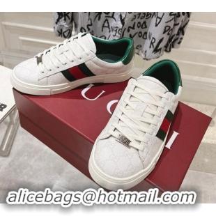 Crafted Gucci Ace Sneakers with Web in GG Canvas White 814105