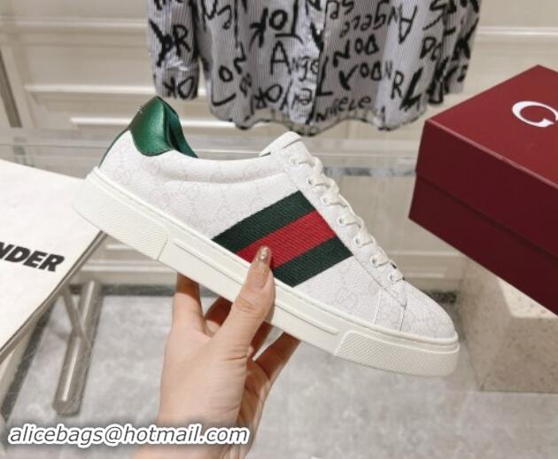 Crafted Gucci Ace Sneakers with Web in GG Canvas White 814105