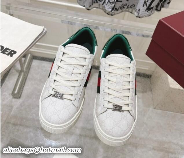 Crafted Gucci Ace Sneakers with Web in GG Canvas White 814105