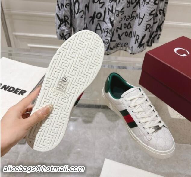 Crafted Gucci Ace Sneakers with Web in GG Canvas White 814105