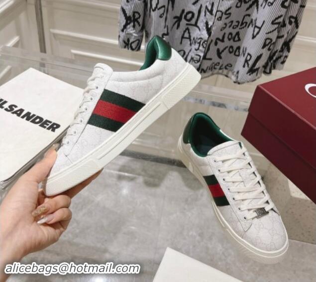 Crafted Gucci Ace Sneakers with Web in GG Canvas White 814105