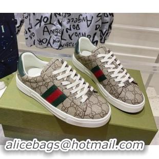 Best Product Gucci Ace Sneakers with Web in GG Canvas Beige/Brown 814106