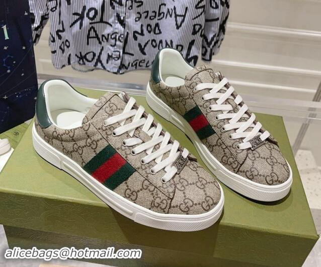 Best Product Gucci Ace Sneakers with Web in GG Canvas Beige/Brown 814106