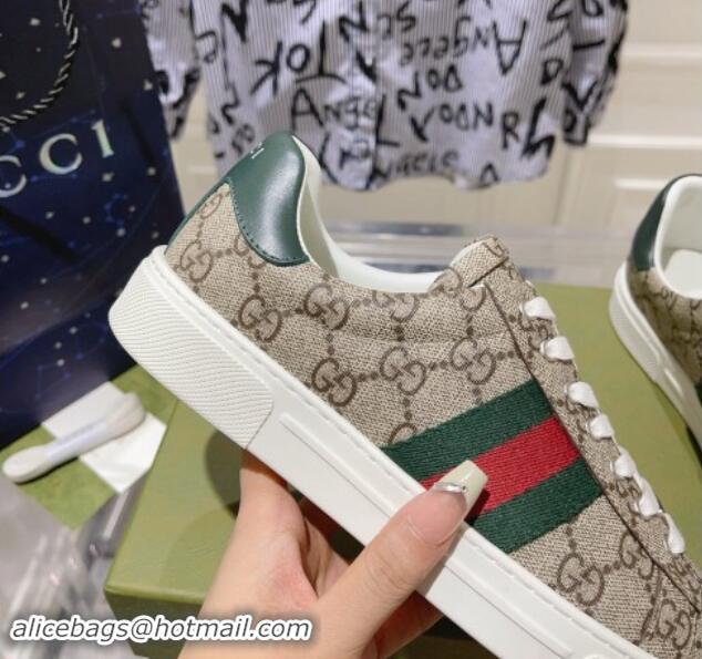 Best Product Gucci Ace Sneakers with Web in GG Canvas Beige/Brown 814106