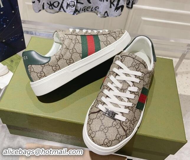 Best Product Gucci Ace Sneakers with Web in GG Canvas Beige/Brown 814106