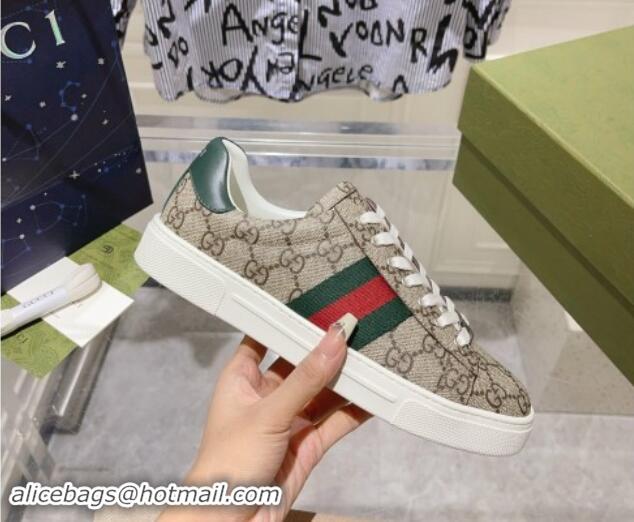 Best Product Gucci Ace Sneakers with Web in GG Canvas Beige/Brown 814106