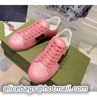 Grade Quality Gucci Ace Sneakers with Web in GG Canvas Pink 814112