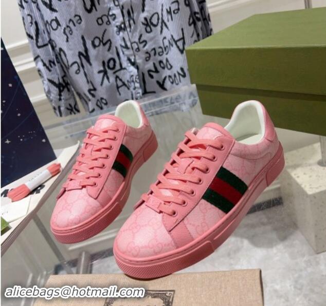 Grade Quality Gucci Ace Sneakers with Web in GG Canvas Pink 814112