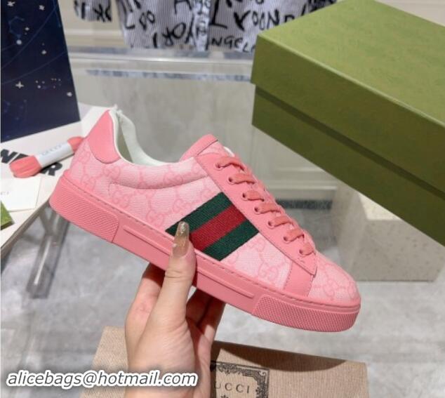 Grade Quality Gucci Ace Sneakers with Web in GG Canvas Pink 814112